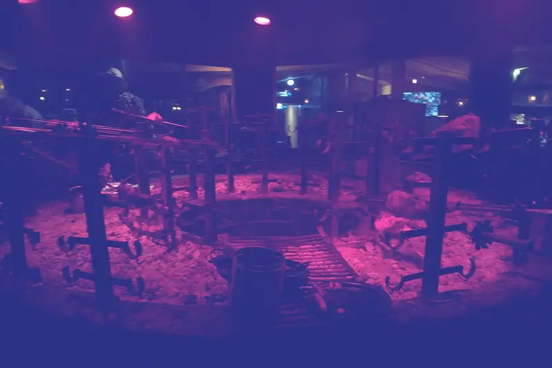 Meat on swords at Carnivore restaurant